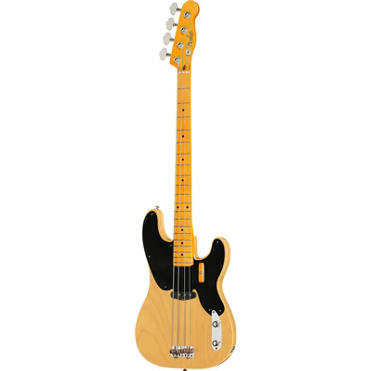 Fender 75th Anniv AV II 51 P Bass BTB, Precision E-Bass in Butterscotch Blonde mit Nitrocellulose Lack, 75th Anniversary '51 Single-Coil Tonabnehmer, Vintage-Style Tweed Koffer