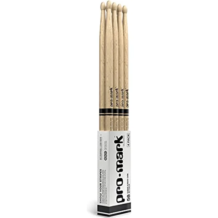 Pro Mark 5B Classic Attack Oak, 4er Set Drumsticks aus Shira Kashi mit ovalem Tip, 40,64 cm lang, 1,5 cm Durchmesser