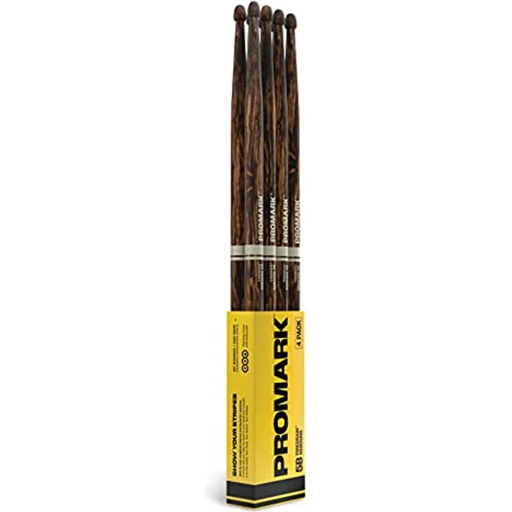 Pro Mark 5B Rebound Hickory FireGrain, 4er Pack Drumsticks mit Akazien Spitze, 40,64 cm Länge, 1,51 cm Durchmesser – Bild 1