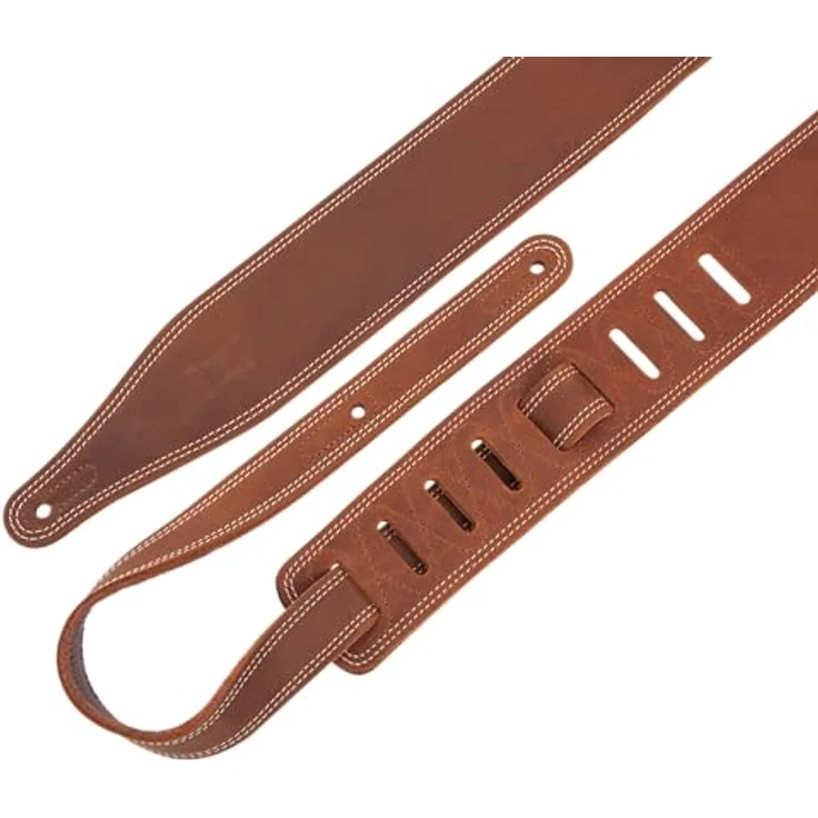 Levys Butter Leather Strap 2,5"BR, Gitarrengurt aus braunem Leder mit Doppelnähten, verstellbar von 104 cm bis 140 cm – Bild 6