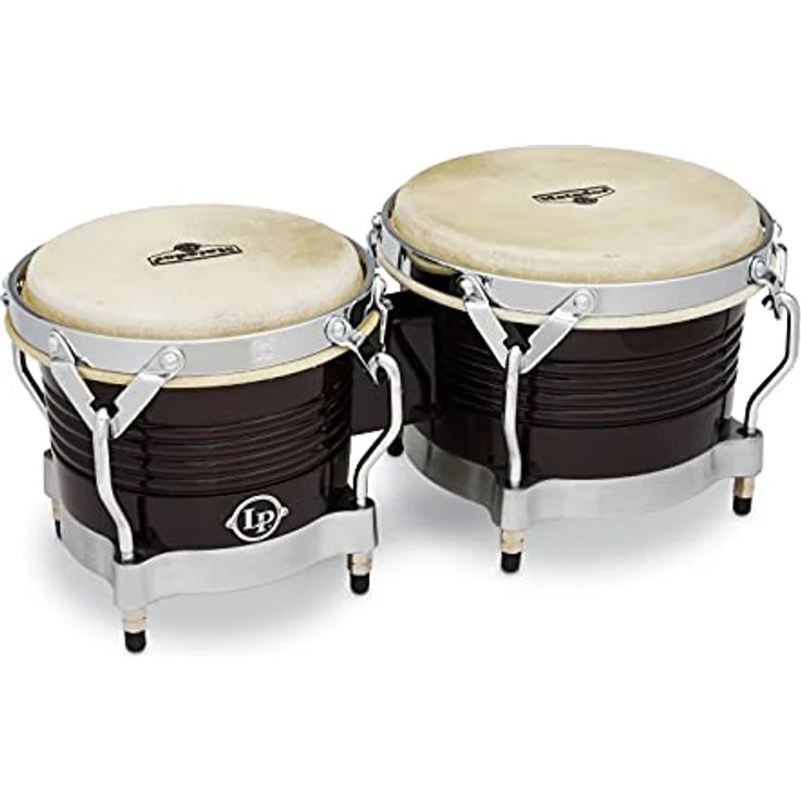 LP M201 Bongos Matador, 7 1/4" + 8 5/8" in Dunkelbraun, Siam Oak mit Traditional Rims und 4 Spannschrauben, Chrom-Hardware – Bild 1