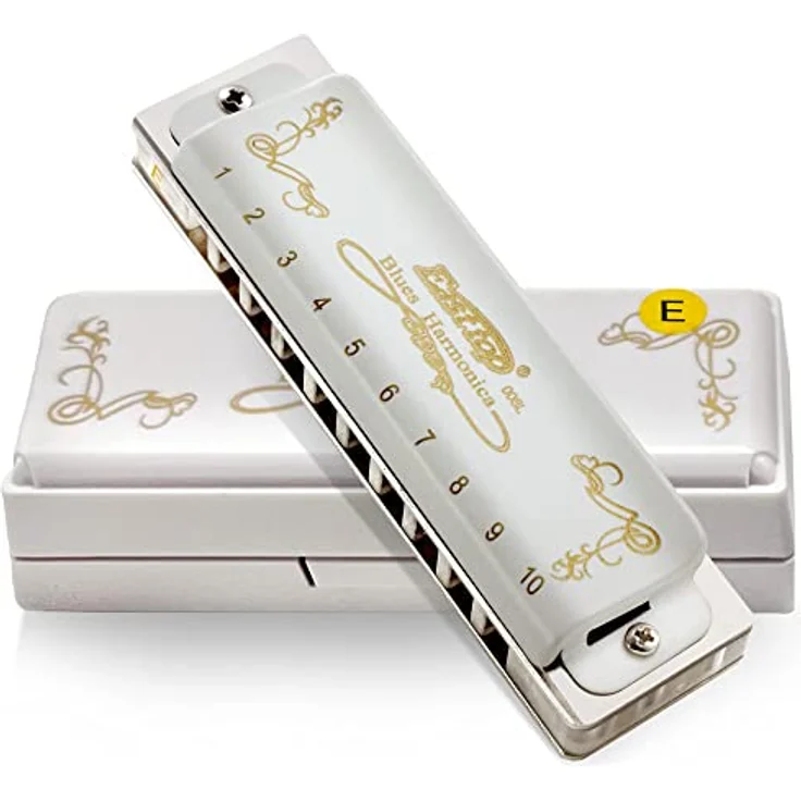 East top T008L Diatonische Blues Harmonica, 10 Loch, Tonart E, für professionelle Spieler und Anfänger, luftdicht, mit hervorragendem Klang, weiße Messingabdeckung und Acrylkamm, ideal als Geschenk – Bild 2