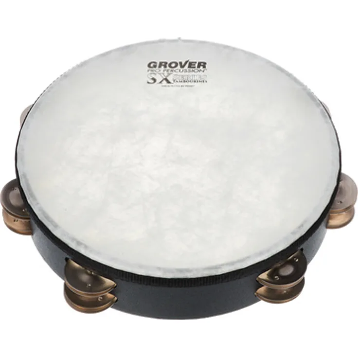 Grover Pro Percussion SX-GS Tambourine, 10" doppelte German Silver Schellen, Fiberskyn Fell, Acousticon Korpus, inkl. Tasche