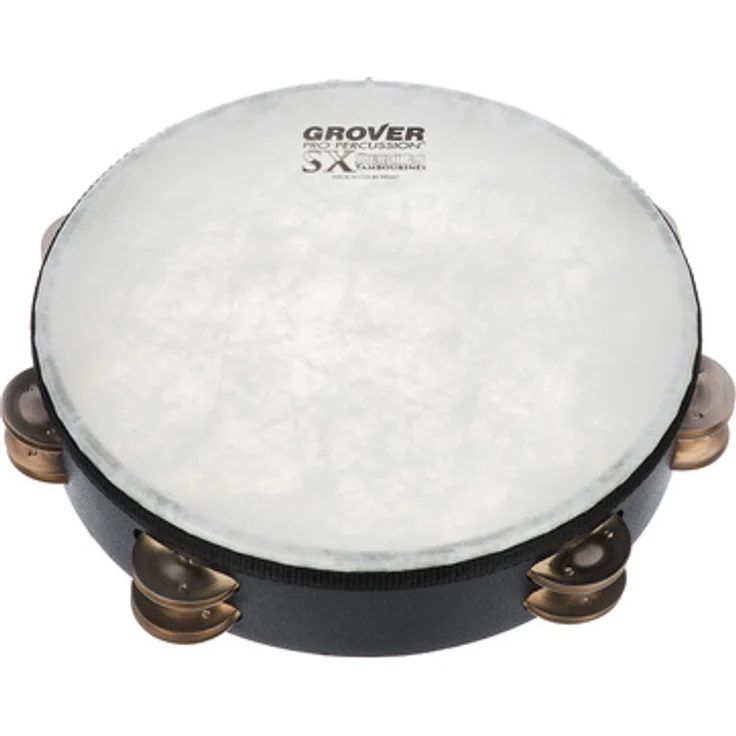 Grover Pro Percussion SX-GS Tambourine, 10" doppelte German Silver Schellen, Fiberskyn Fell, Acousticon Korpus, inkl. Tasche