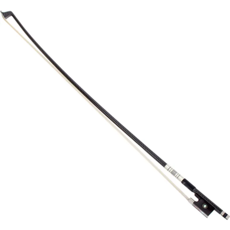 Roth & Junius RJB Carbon Violin Bow 1/4 BK, Geigenbogen mit Ebenholzfrosch und Abalone-Auge, schwarze gemusterte Carbonstange, Naturhaarbezug
