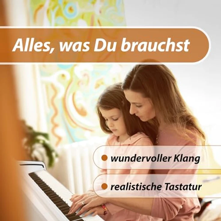 Classic Cantabile DP-50 E-Piano, Digital Piano 88 Tasten mit Hammermechanik, 14 Voices, USB-Anschluss, 3 Pedale, weiß matt – Bild 2