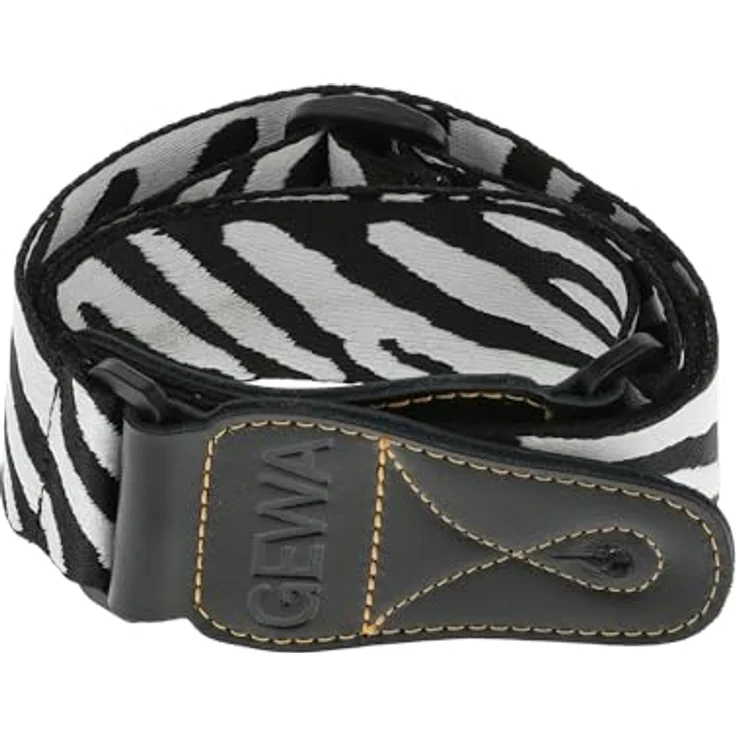 Gewa Guitar Strap Animal Edition Zebra, Gitarrengurt aus Nylon, verstellbar von 89 bis 147 cm, mit speziellen Lederenden und Zebra-Design – Bild 5