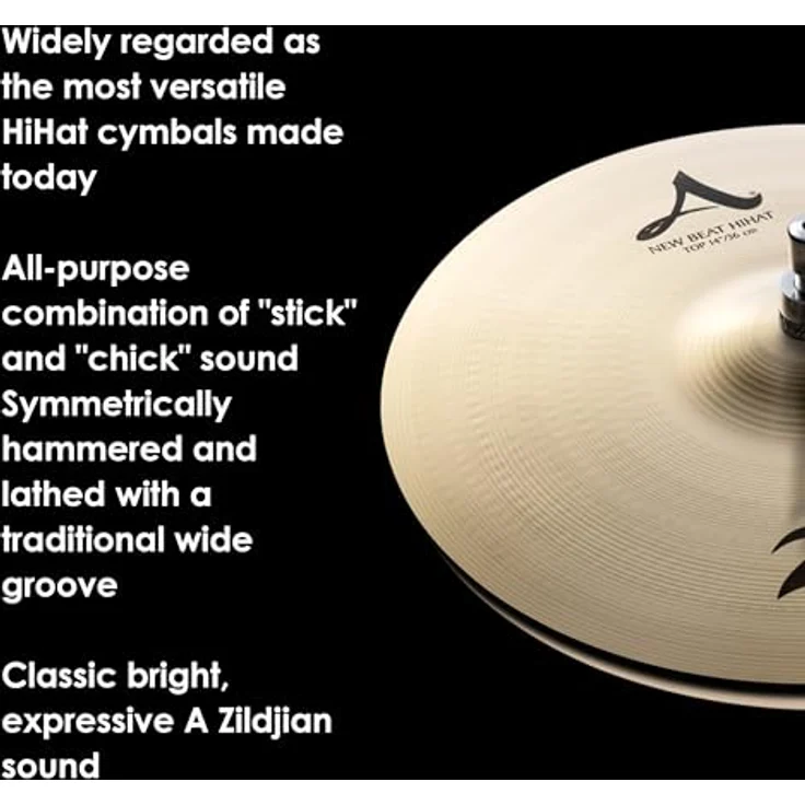 Zildjian 14" A-Series New Beat Hi-Hat, Schlagzeugbecken mit traditionellem Finish und solidem Grundsound – Bild 4
