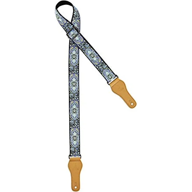 Ortega OCS-550U Ukulele Strap, verstellbarer Baumwollgurt mit Kunstlederenden, Breite 3,7 cm, Classic Blue