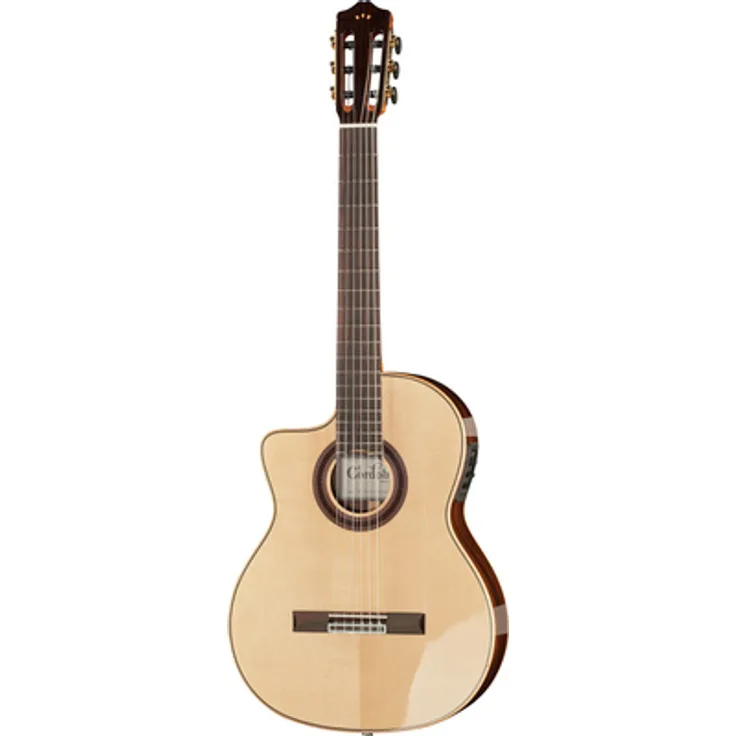 Cordoba GK Studio Negra LH, Linkshänder Flamencogitarre mit Cutaway, massiver europäischer Fichtendecke, Fishman Pickup, Naturfinish