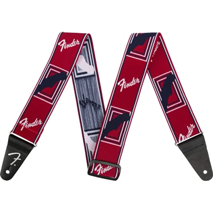 Fender Weighless 2" Mono Strap RWBL, Gitarrengurt in Rot/Weiß/Blau, verstellbar von 111 cm bis 133 cm, mit Leder-Enden – Bild 1