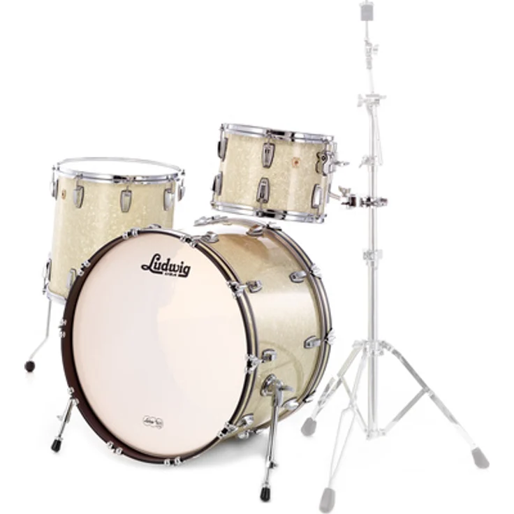 Ludwig Classic Maple Rock Pro Beat 24, Schlagzeugset mit 100% Ahornkesseln, Vintage White Marine