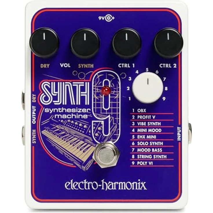 Electro Harmonix Synth9 Synthesizer Machine, Gitarren Effekt Pedal mit 9 Vintage Synth Klängen, inkl. EHX 9.6VDC-200mA Netzteil – Bild 1