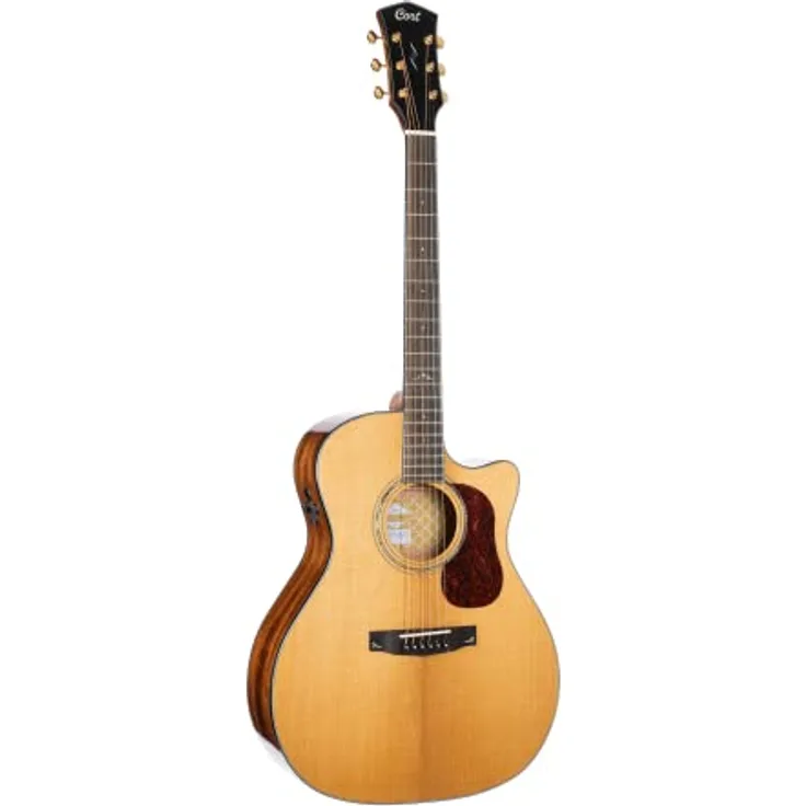 Cort Gold A6, Westerngitarre im Grand Auditorium Cutaway, massive Sitka-Fichten Decke, Mahagoni Boden & Zargen, Fishman Flex Blend, UV-Finish in Natur Hochglanz, inkl. Softcase