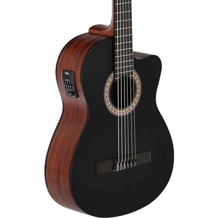 Caballero by Manuel Rodriguez Principio CA-PM SB, Konzertgitarre mit Cutaway, Fichte Massivdecke, Sapelli Mahagoni Korpus, schwarz, mit Tonabnehmer und 4-Band EQ – Bild 3