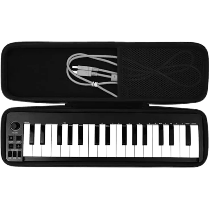 Khanka Hart Tasche Schutzhülle für M-Audio Keystation Mini 32 MK3/MK2 II, Schwarz, Premium Hardcase für Schutz und Aufbewahrung