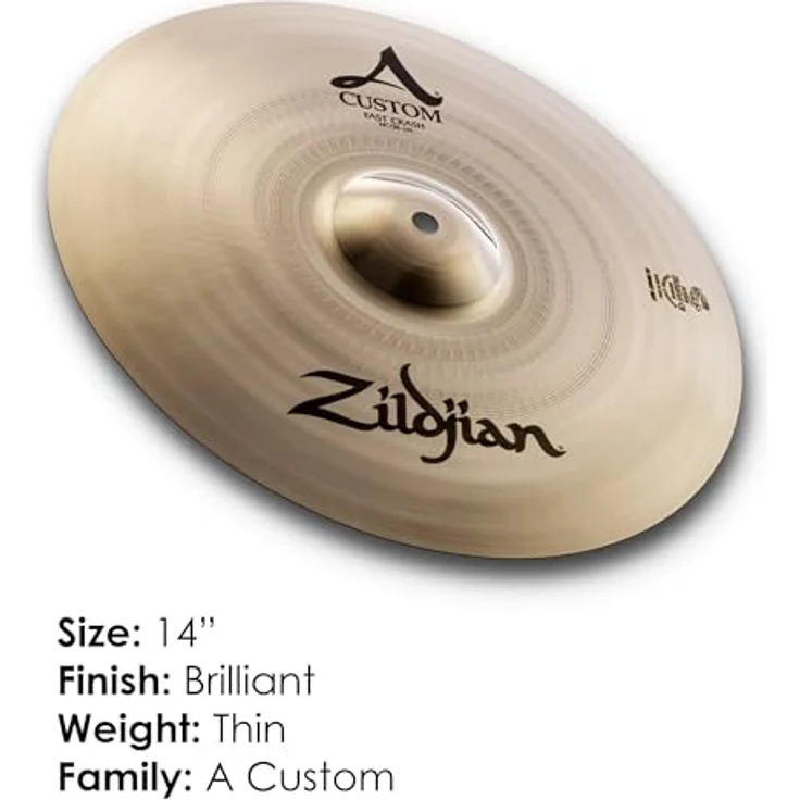 Zildjian 14" A-Custom Fast Crash, Schlagzeugbecken mit brillantem Klang und weichem Ausklingverhalten – Bild 2