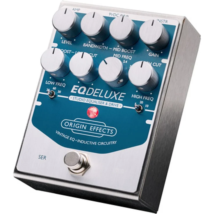 Origin Effects EQ Deluxe Studio EQ & Drive, Hochwertiges Equalizer-Effektpedal für E-Gitarre & Bass, Musikalischer Röhrenklang, Made in UK