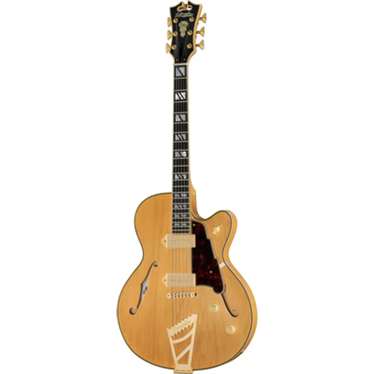DAngelico Deluxe 59 Satin Honey, E-Gitarre mit Hollow Body, Seymour Duncan P-90 Tonabnehmer, Ebenholzgriffbrett, Farbe: Satin Honey