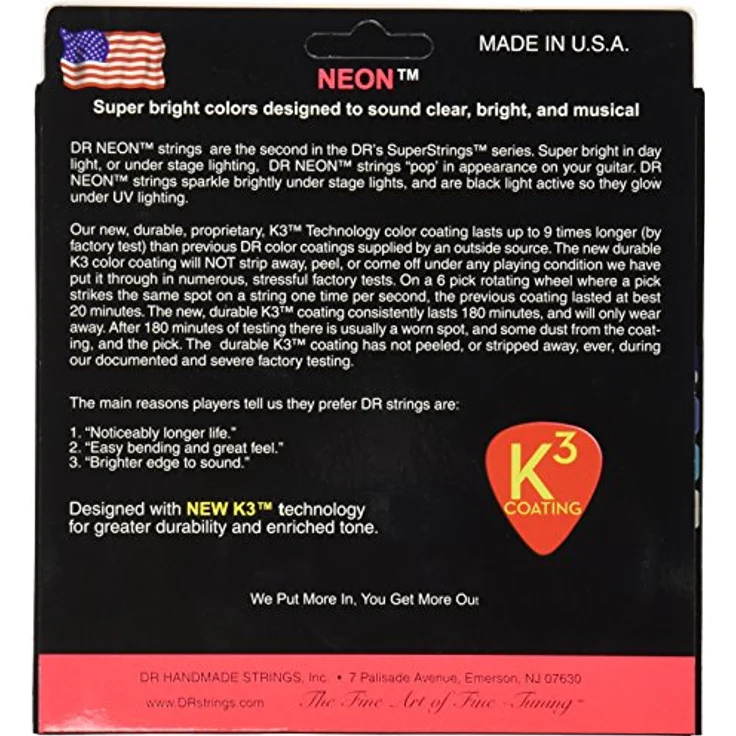 DR Strings Hi-Def Neon Rot NRB5-45, E-Bass Saiten Medium 45-125 für 5-Saiter, UV-reaktiv und langlebig – Bild 2