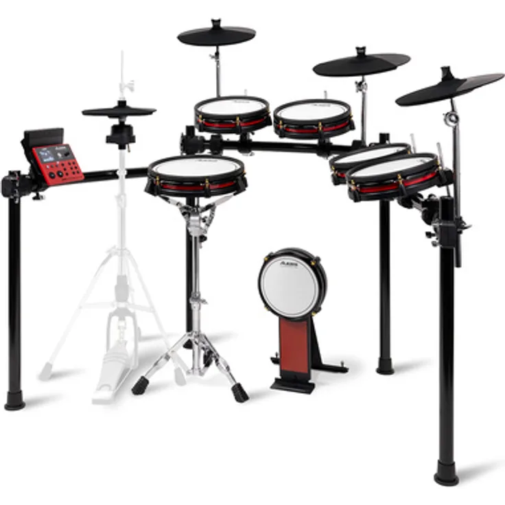 Alesis Nitro Ultimate XL Drum Kit, E-Drum Set mit 12" 2-Zonen Mesh Snare, 4× 10" Mesh Tom Pads, 14" 3-Zonen Ride Pad, Bluetooth Audio Streaming, umfassendes Drum Modul mit über 640 Sounds