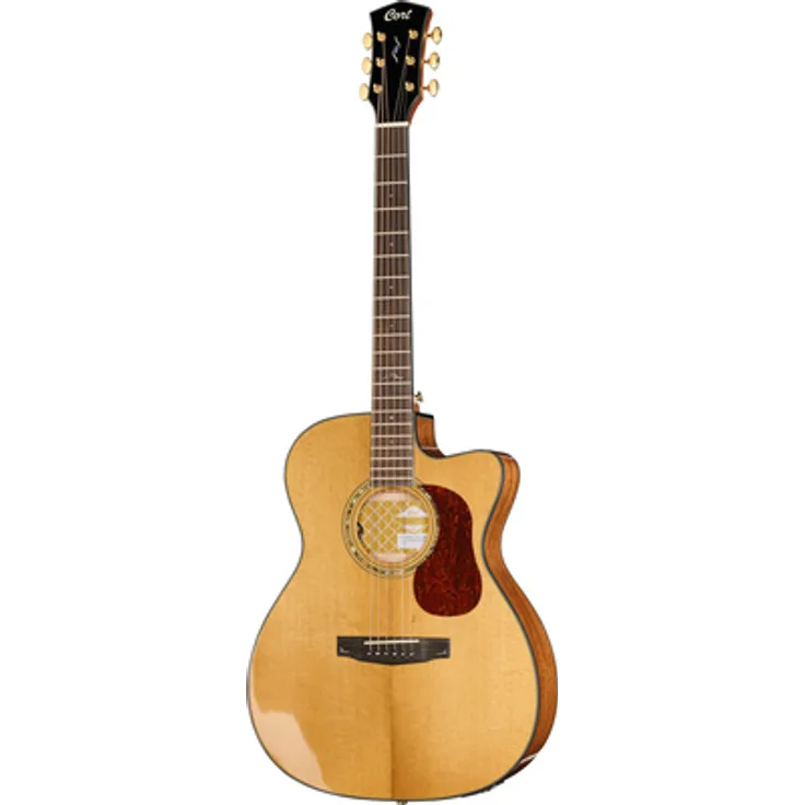 Cort Gold OC6 Natural, Westerngitarre mit vollmassiver Bauweise, Sitka-Fichten Decke, Mahagoni Boden & Zargen, Cutaway, Fishman Flexblend Tonabnehmer, Natural Hochglanz
