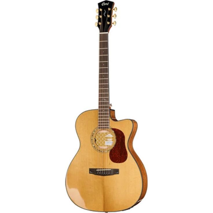 Cort Gold OC6 Natural, Westerngitarre mit vollmassiver Bauweise, Sitka-Fichten Decke, Mahagoni Boden & Zargen, Cutaway, Fishman Flexblend Tonabnehmer, Natural Hochglanz