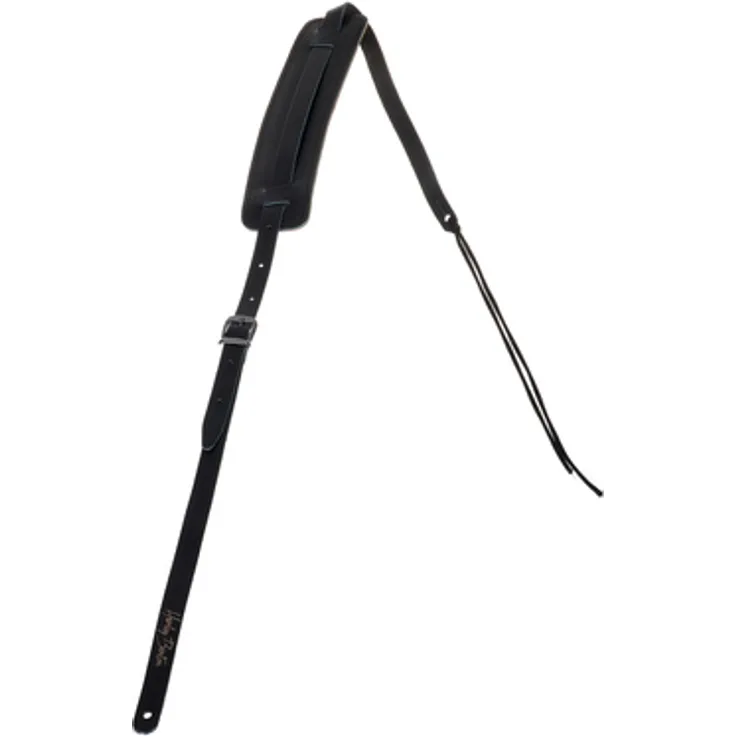 Harley Benton Vintage Strap Black, Gitarrengurt aus Leder mit gepolsterter Schulterauflage, max. Länge 143 cm, Breite 2 cm, schwarz