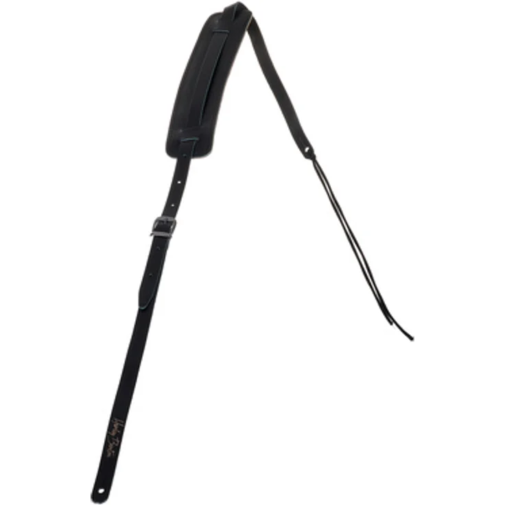 Harley Benton Vintage Strap Black, Gitarrengurt aus Leder mit gepolsterter Schulterauflage, max. Länge 143 cm, Breite 2 cm, schwarz