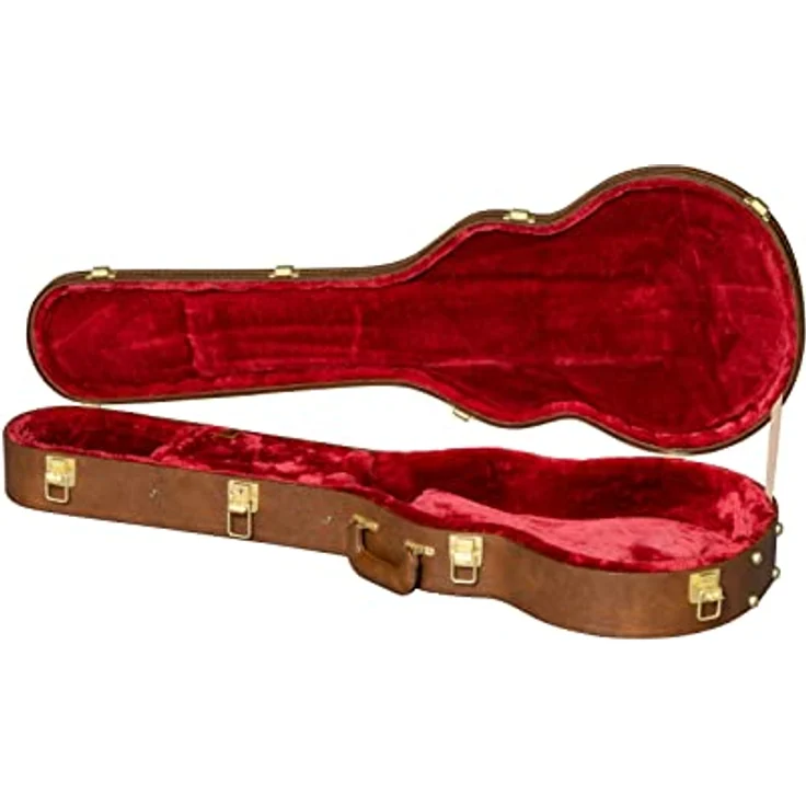 Gibson Les Paul Case Original, Gitarrenkoffer mit 5 robusten Verschlüssen und rotem Plüsch, Farbe: Braun – Bild 2