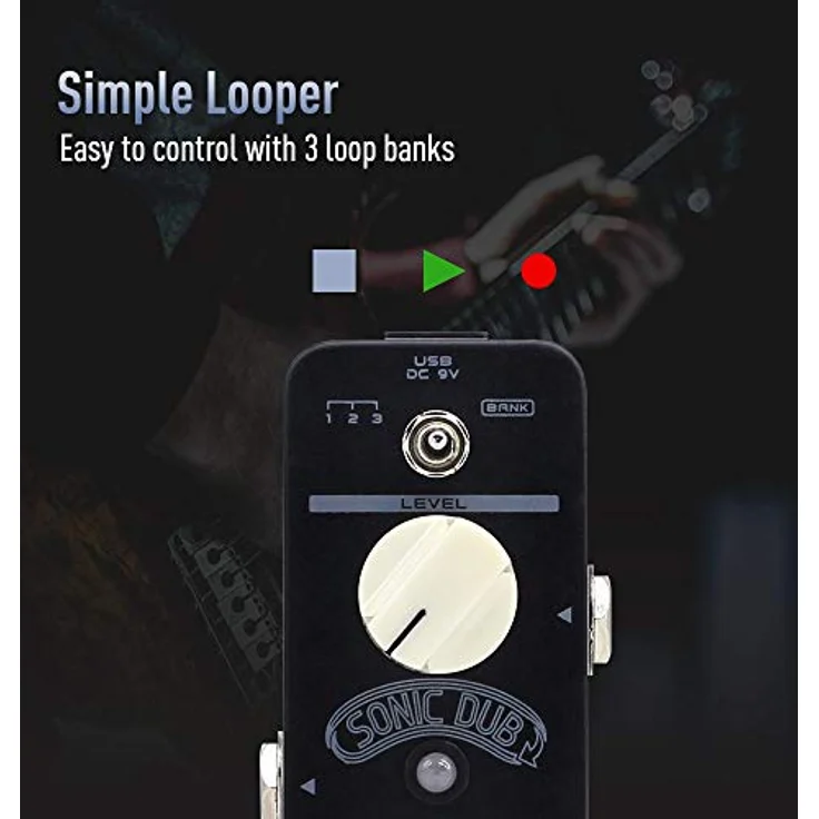 SONICAKE Looper Gitarre Effektpedal, 12 Minuten Looping Zeit, 24 Bit 44.1 kHz Qualität, mit 3 Bankspeicher für Loops – Bild 2