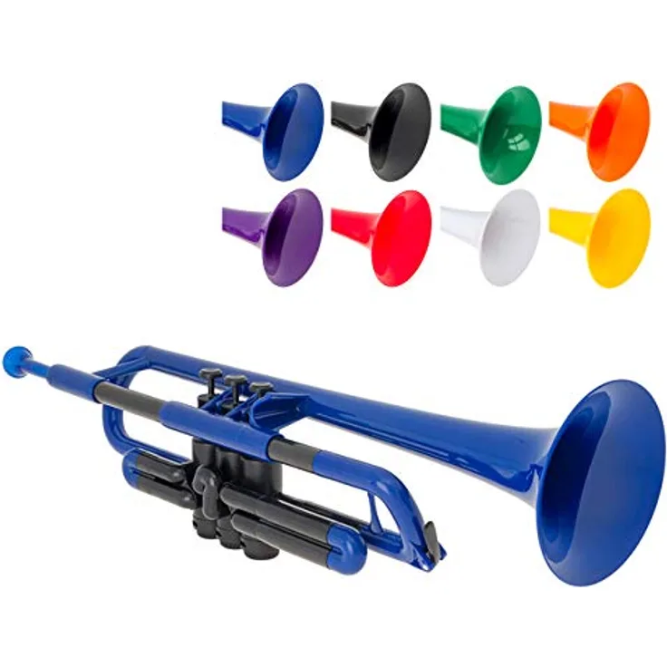 PINSTRUMENTS pTrumpet B Trompete aus 100 % Kunststoff, blau, inklusive Tragetasche und 2 Mundstücke