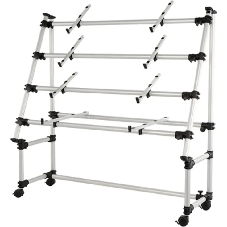 Jaspers 4R-140S Keyboardständer mit feststellbaren Rollen, silber, für 4 Keyboards, höhenverstellbar und neigbar