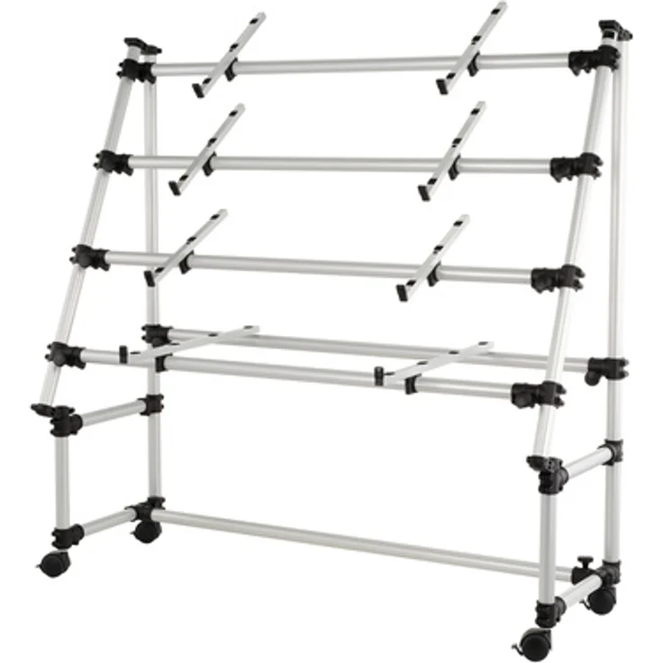 Jaspers 4R-140S Keyboardständer mit feststellbaren Rollen, silber, für 4 Keyboards, höhenverstellbar und neigbar