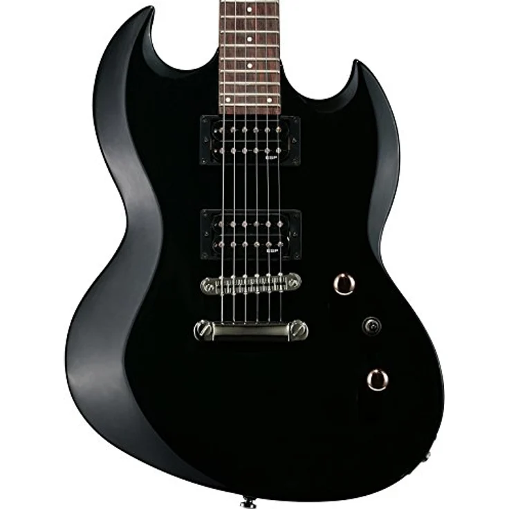 ESP GUITARS E-Gitarre LTD Viper 10, SG Style in Schwarz, Lindenkörper, Ahorn-Griff, Mikro-Heizungen LH-100N / LH-100B – Bild 3