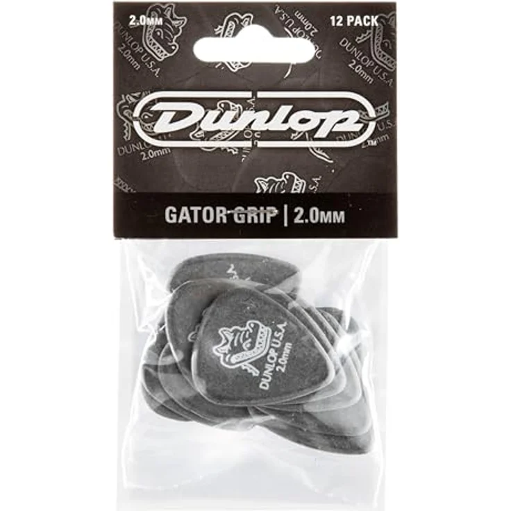 Jim Dunlop Gator Grip Plektrum, 2,00mm, 12 Stück, Original Dunlop Qualität – Bild 1