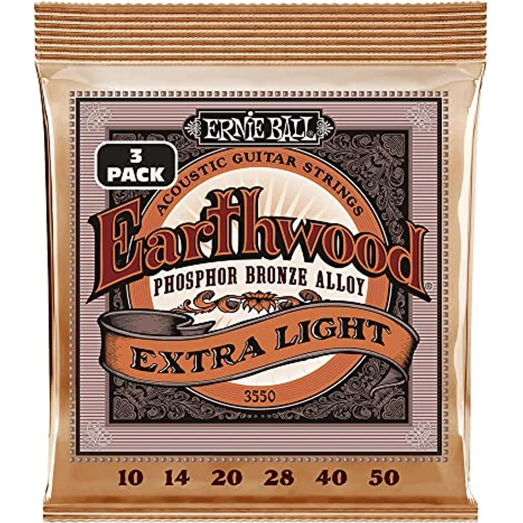 Ernie Ball Earthwood Phosphor Bronze 3550, Gitarrensaiten Set für Westerngitarre, 3er Pack, 010-050 – Bild 1