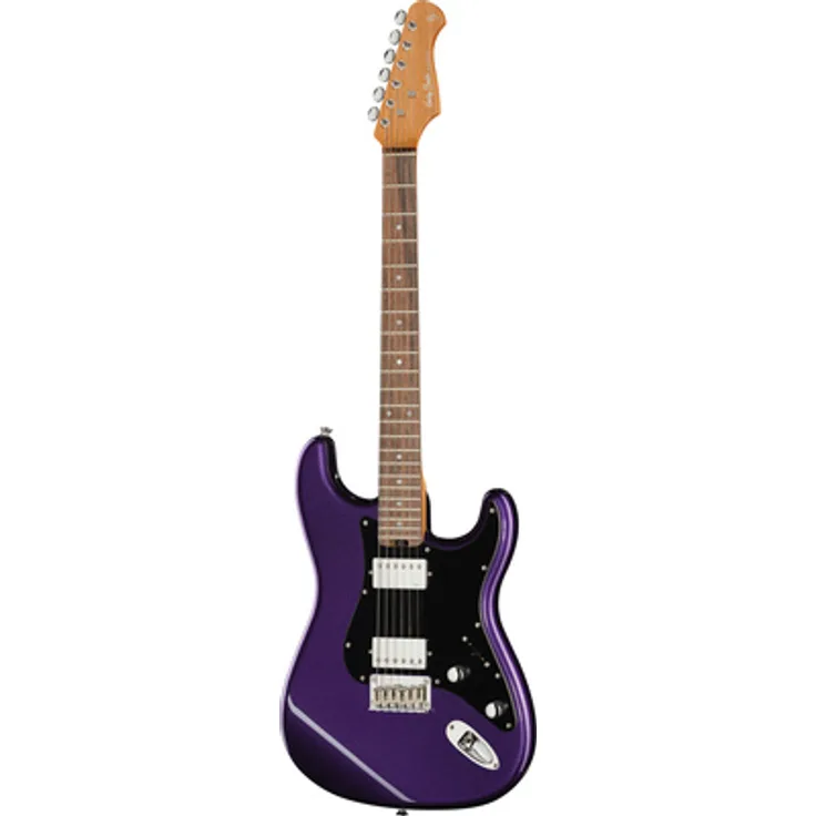 Harley Benton ST-Modern HH Purple Metallic, E-Gitarre mit Alnico5 Humbuckern, Kanada gerösteter Ahorn Hals, 22 Bünde