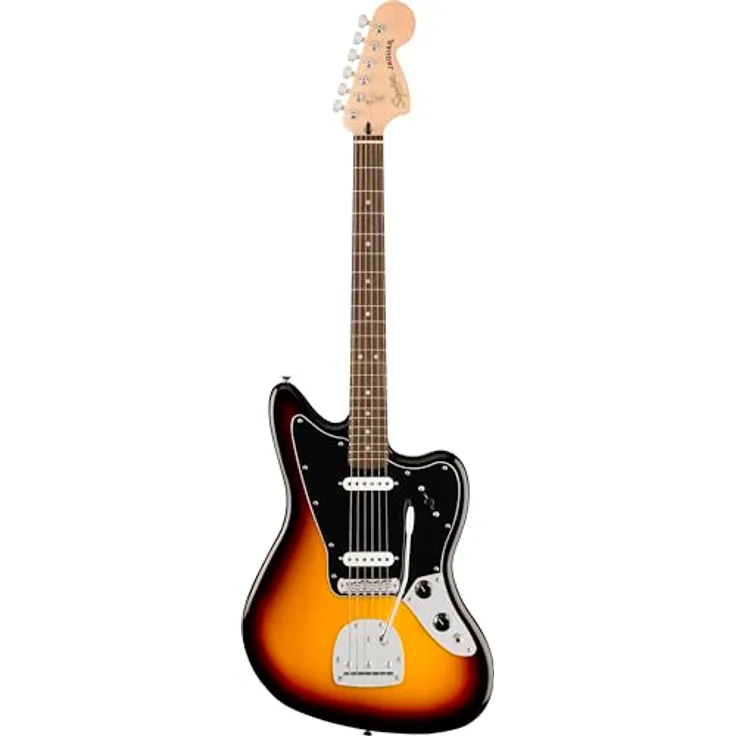 Fender Squier Affinity Jaguar LRL, E-Gitarre in 3-Color Sunburst mit klassischem Design