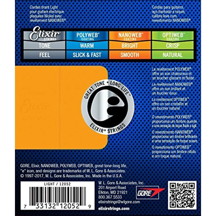 Elixir 12052 Nanoweb E-Gitarre Saitensatz, Light .010-.046 mit Ultra-Thin NanoWeb Coating – Bild 3