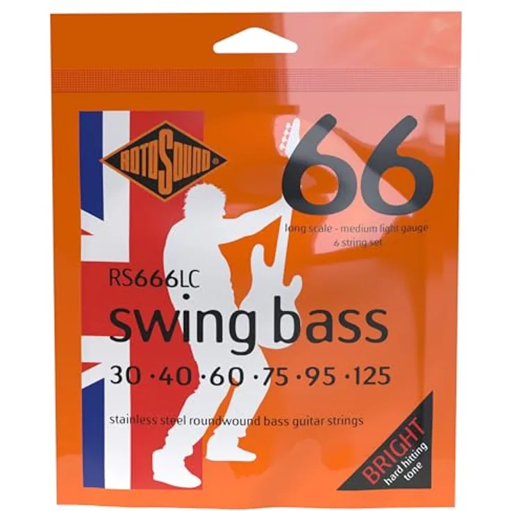Rotosound Swing 66, E-Bass Saiten Set 6-STR, Medium-Light 30-125, Stainless Steel, Long Scale Made in UK