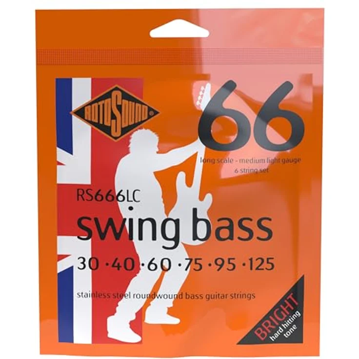 Rotosound Swing 66, E-Bass Saiten Set 6-STR, Medium-Light 30-125, Stainless Steel, Long Scale Made in UK