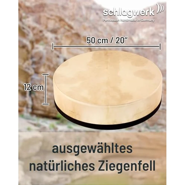 Schlagwerk RTS53 Frame Drum, stimmbar mit 50 cm Durchmesser, 6-lagigem Buchenholzrahmen und handselektierten Ziegenfellen – Bild 5