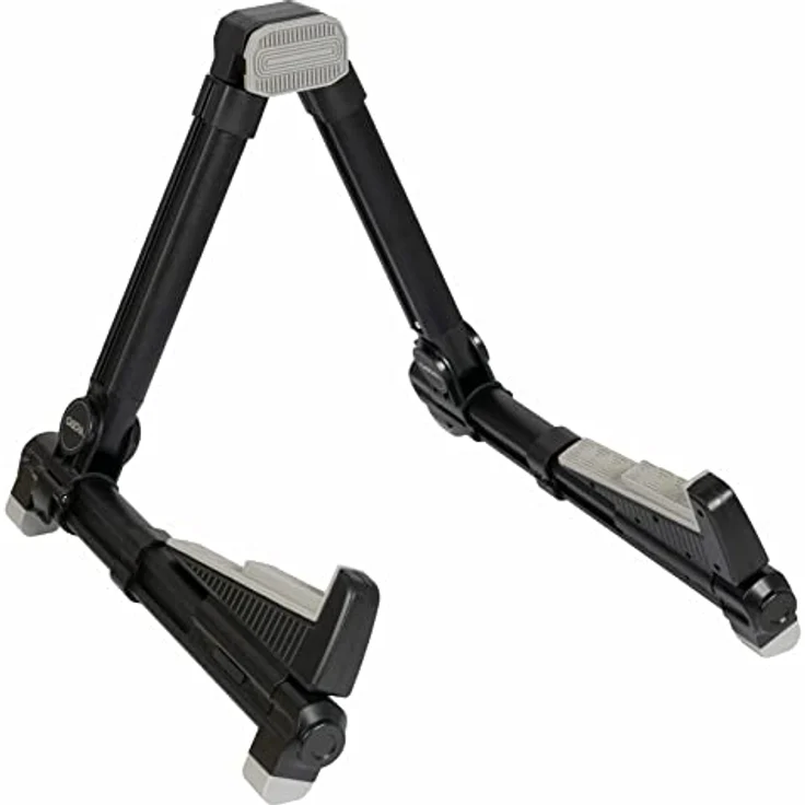 CASCHA Gitarrenständer aus Aluminium, faltbar, höhenverstellbarer Klappständer für E-Gitarre, Akustikgitarre und Bass, schwarz – Bild 1