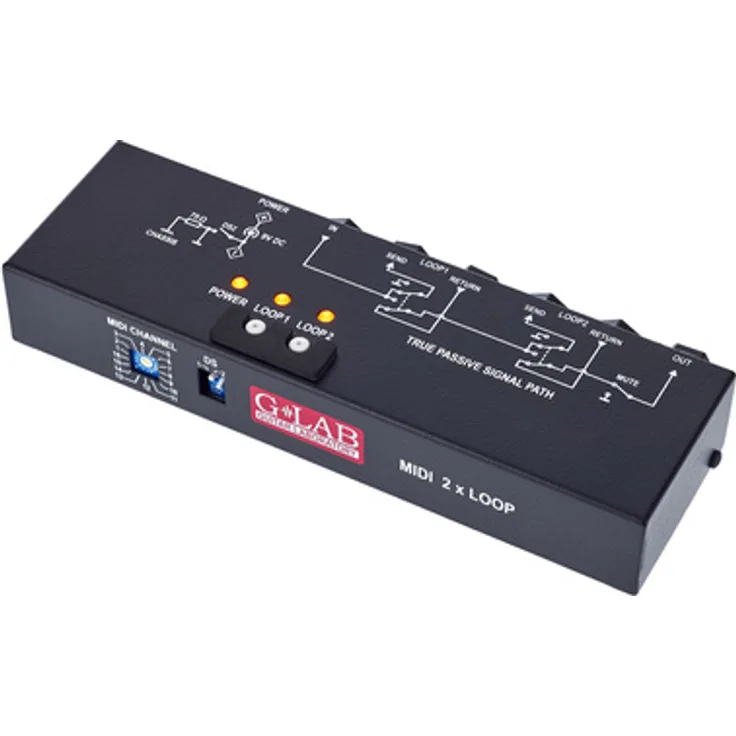 G-LAB MIDI 2x Looper, Gitarren-Effektgerät mit 2x Bypass Loops und MIDI-Thru