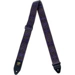 Ernie Ball E-Guitar Strap Purple Paisley, Gitarrengurt aus stabilem Polypropylen mit hochwertigen Leder-Enden, extra lang von 104-182 cm
