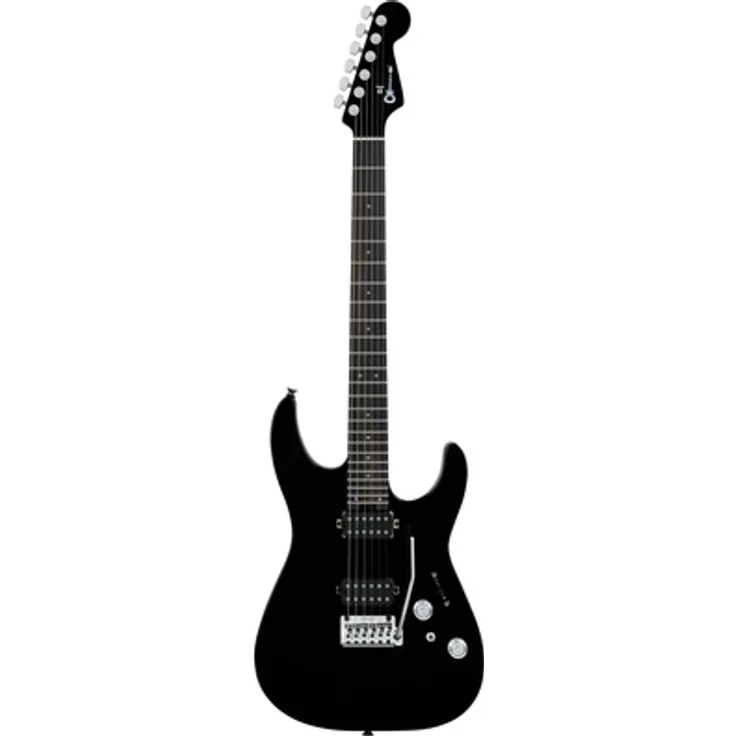 Charvel Pro Mod Plus DK24 RVEN BLK, E-Gitarre im ST-Style mit Linde Korpus, Ahorn Hals und Ebenholz Griffbrett, 24 Jumbo Edelstahl Bünden, Raven Black