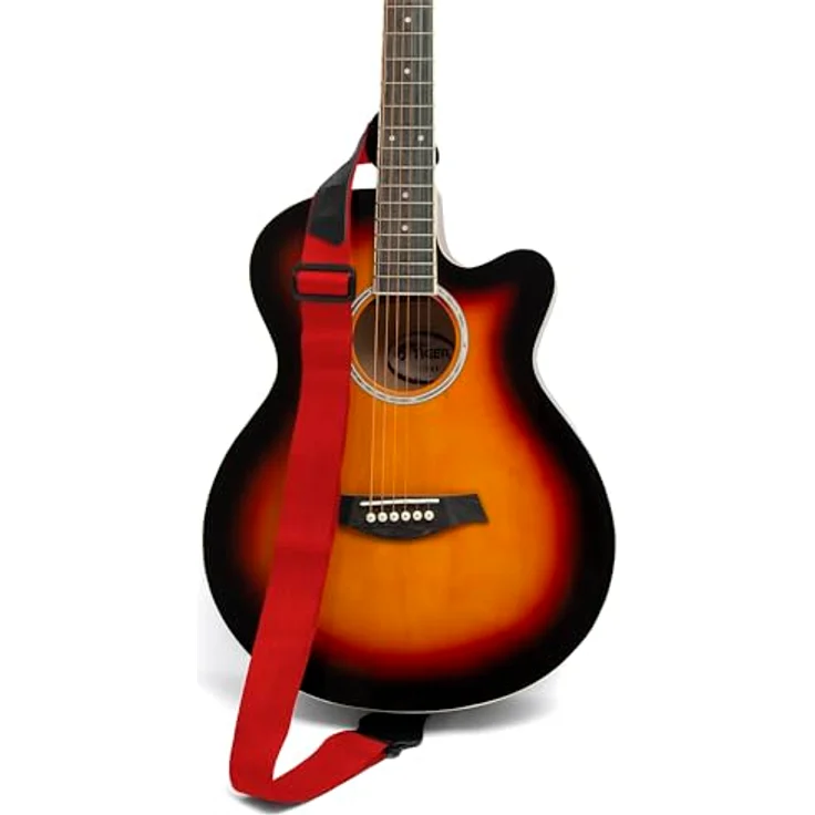 Tiger STP2-RD Nylon Gitarrengurt, 4,5 cm breit, verstellbar von 91 cm bis 150 cm, passend für akustische, klassische, elektrische Gitarren und Bässe, rot – Bild 5