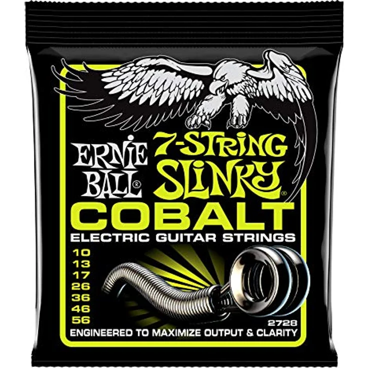 Ernie Ball Regular Slinky Cobalt 7-Saiter E-Gitarrensaiten, Stärke 10-56, Cobalt-Legierung für erhöhte Leistung und Transparente Höhen