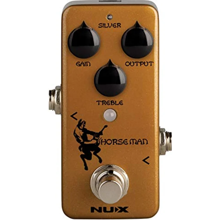 NUX Horseman NOD-1, Analog-Overdrive-Pedal in Gold/Silber mit 2 Modi, treble, gain und output Reglern, schwarzes Design, vollverzerrend – Bild 1